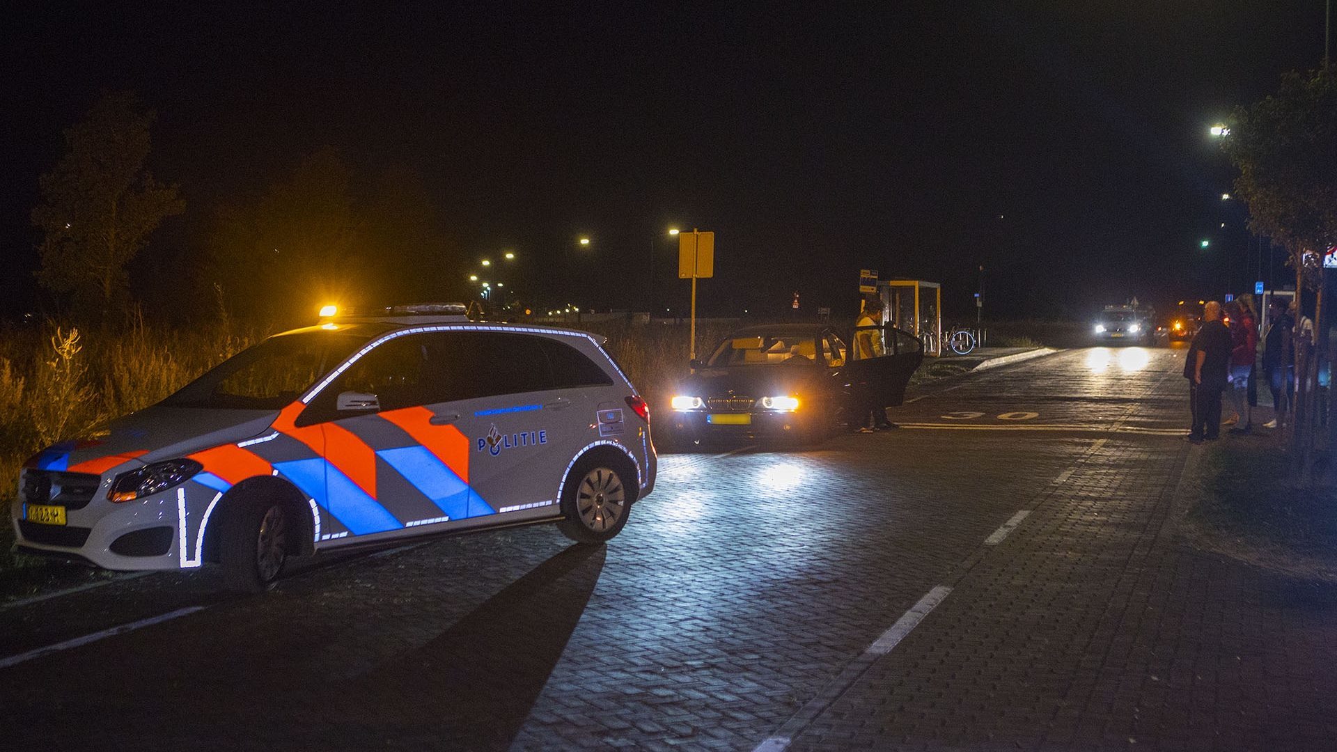 Een politie auto bij hij ongeluk op de Sonseweg